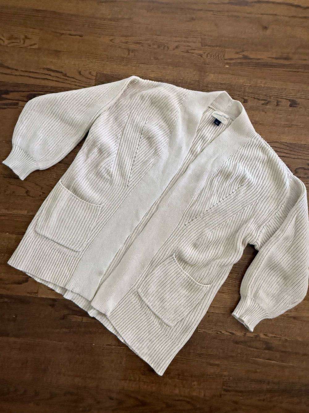 Universal Thread Cream Open-Front Ribbed Cardigan